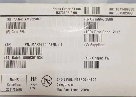 ইন্টিগ্রেটেড সার্কিট চিপ MAX98360AENL 1-চ্যানেল ক্লাস-ডি অডিও এম্প্লিফায়ার 9-XFBGA