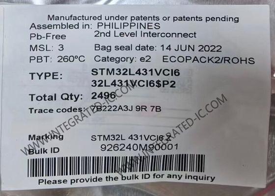 STM32L431VCI6 মাইক্রোকন্ট্রোলার এমসিইউ অতি-নিম্ন-পাওয়ার আর্ম কর্টেক্স-এম 4 32-বিট এমসিইউ
