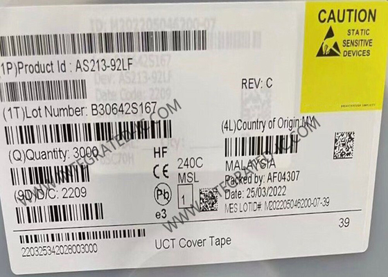AS213-92LF ওয়্যারলেস কমিউনিকেশন মডিউল 0.1GHz থেকে 3GHz pHEMT GaAs SPDT সুইচ আইসি
