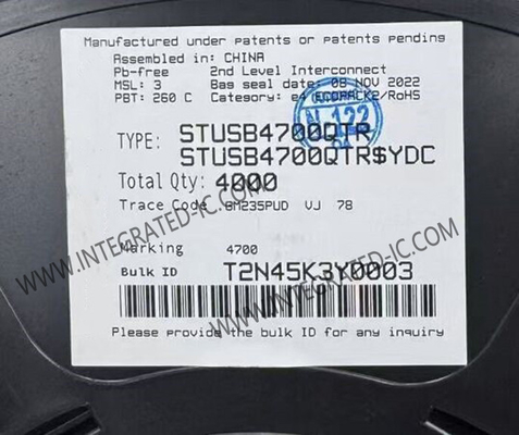 STUSB4700QTR ইন্টিগ্রেটেড সার্কিট চিপ 400kb/s স্বতন্ত্র ইউএসবি পিডি কন্ট্রোলার QFN-24