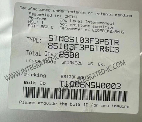STM8S103F3P6TR মাইক্রোকন্ট্রোলার MCU 16MHz মেইনস্ট্রিম অ্যাক্সেস লাইন 8-বিট MCU TSSOP-20