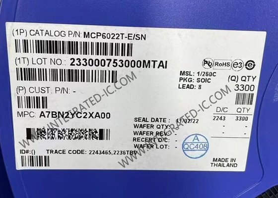 MCP6022T-E/SN ইন্টিগ্রেটেড সার্কিট চিপ ডুয়াল চ্যানেল 10MHz অপারেশনাল এম্প্লিফায়ার SOIC-8