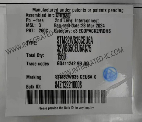 STM32WB35CEU6A মাইক্রোকন্ট্রোলার MCU 2.4GHz মাল্টিপ্রোটোকল ওয়্যারলেস 32-বিট MCU