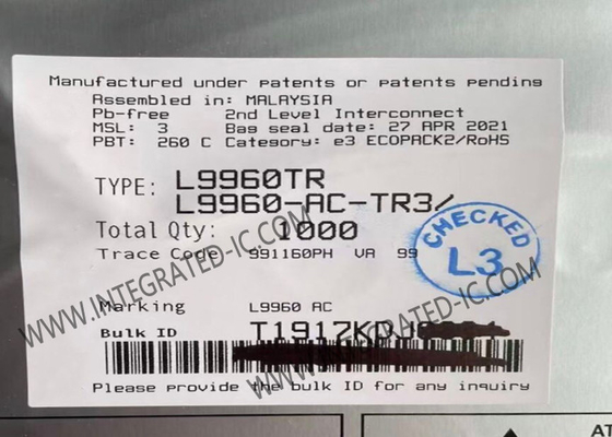 ইন্টিগ্রেটেড সার্কিট চিপ L9960TR অটোমোটিভ SPI প্রোগ্রামযোগ্য ডিসি ব্রাশযুক্ত মোটর ড্রাইভার