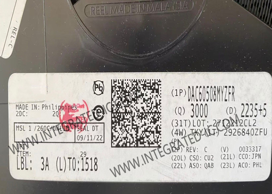 ইন্টিগ্রেটেড সার্কিট চিপ DAC60508MYZFR 8 চ্যানেল ডিজিটাল থেকে অ্যানালগ কনভার্টার DSBGA-16