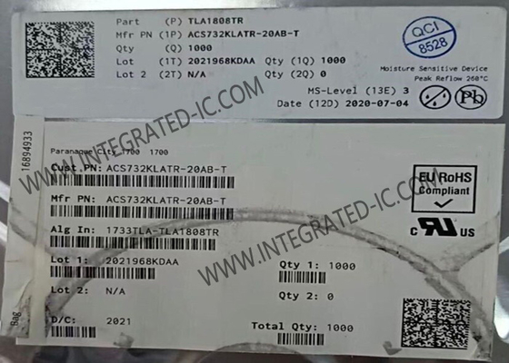 ACS732KLATR-20AB-T সেন্সর আইসি 1MHz ব্যান্ডউইথ গ্যালভানিকভাবে বিচ্ছিন্ন বর্তমান সেন্সর অতিরিক্ত বর্তমান ত্রুটি সনাক্তকরণের সাথে