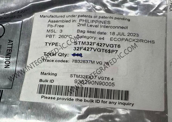 STM32F427VGT6 মাইক্রোকন্ট্রোলার MCU উচ্চ-পারফরম্যান্স 32-বিট 180MHz ARM কর্টেক্স-M4 MCU