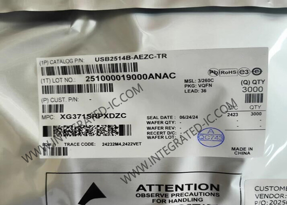 USB2514B-AEZC-TR ইন্টিগ্রেটেড সার্কিট চিপ ৪ পোর্ট ইউএসবি ২.০ হাই-স্পিড হাব কন্ট্রোলার VQFN36