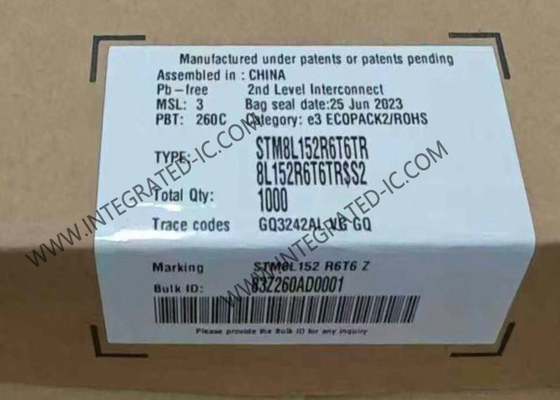 STM8L152R6T6TR মাইক্রোকন্ট্রোলার MCU অতি-নিম্ন শক্তি 8-বিট 16MHz STM8L মাইক্রোকন্ট্রোলার 64-LQFP