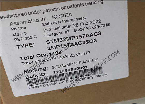 STM32MP157AAC3 ARM ডুয়াল কোর ৩২-বিট ২০৯MHz এমবেডেড মাইক্রোপ্রসেসর ৩৬১-টিএফবিজিএ