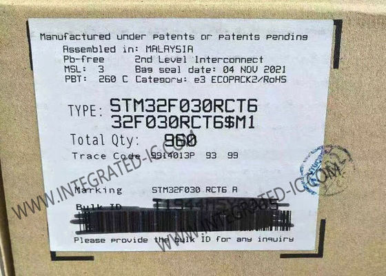 STM32F030RCT6 মাইক্রোকন্ট্রোলার এমসিইউ 256 কেবি ফ্ল্যাশ মেমরি 48 মেগাহার্টজ ক্লক ফ্রিকোয়েন্সি এবং 51 আই / ও