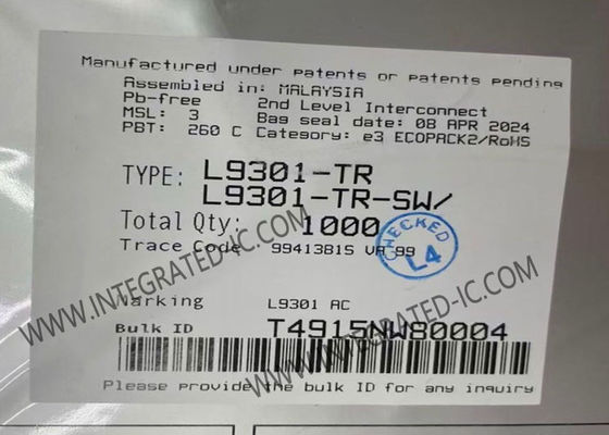 L9301-TR অটোমোটিভ অক্টাল লো সাইড ড্রাইভার ইন্টিগ্রেটেড সার্কিট চিপ, যার মধ্যে রয়েছে ৮টি ড্রাইভার, ৮টি আউটপুট এবং পাওয়ারএসএসও-৩৬ প্যাকেজে ২.২A আউটপুট কারেন্ট