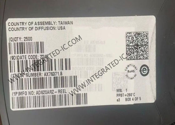 AD620ARZ ইনস্ট্রুমেশন এম্প্লিফায়ার ইন্টিগ্রেটেড সার্কিট চিপ 1 চ্যানেল 1 মেগাহার্টজ ব্যান্ডউইথ এবং 1.2 ভি / ইউএস স্লিভ রেট সহ