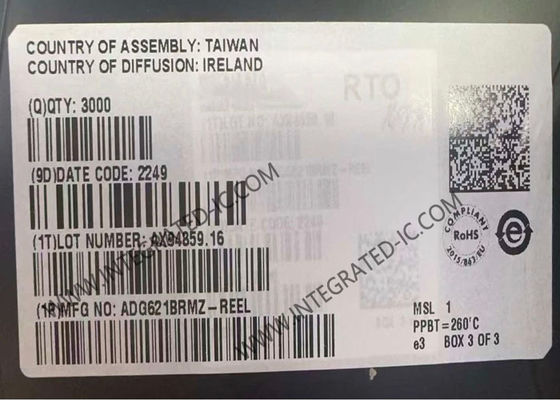 ADG621BRMZ ইন্টিগ্রেটেড সার্কিট চিপ ডুয়াল এসপিএসটি সুইচ আইসি সহ 10-লিড এমএসওপি প্যাকেজ 2.7V থেকে 5.5V একক সরবরাহ এবং ±2.7V থেকে ±5.5V ডুয়াল সরবরাহ