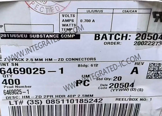 6469025-1 Z-PACK HM-Zd উচ্চ গতির ব্যাকপ্লেন সংযোগকারী 40 পজিশন 4 সারি 0.098" পিচ PCB মাউন্ট হেডার