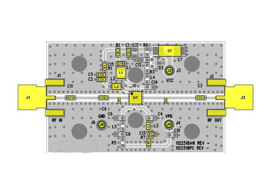 TQP9109-PCB2600 এমবেডেড সলিউশনস উচ্চ দক্ষতা দুই পর্যায়ের ড্রাইভার এম্প্লিফায়ার মূল্যায়ন বোর্ড
