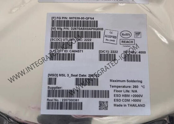 IW7039-00-QFN4 ইন্টিগ্রেটেড সার্কিট চিপ ৩২-চ্যানেল এলইডি ব্যাকলাইটিং ড্রাইভার, উচ্চ ডাইনামিক রেঞ্জ (HDR) এবং ৬৬ mA আউটপুট কারেন্ট সহ