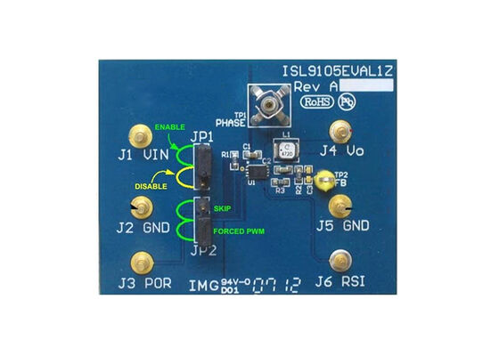 ISL9105EVAL1Z এমবেডেড সলিউশন 600mA 1.6MHz সিঙ্ক্রোনিক বাক রেগুলেটর মূল্যায়ন বোর্ড