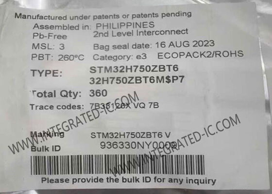 STM32H750ZBT6 32 বিট মাইক্রোকন্ট্রোলার এমসিইউ 480MHz এআরএম কর্টেক্স-এম 7, 128 কেবি ফ্ল্যাশ মেমরি এবং 144-এলকিউএফপি প্যাকেজ সহ