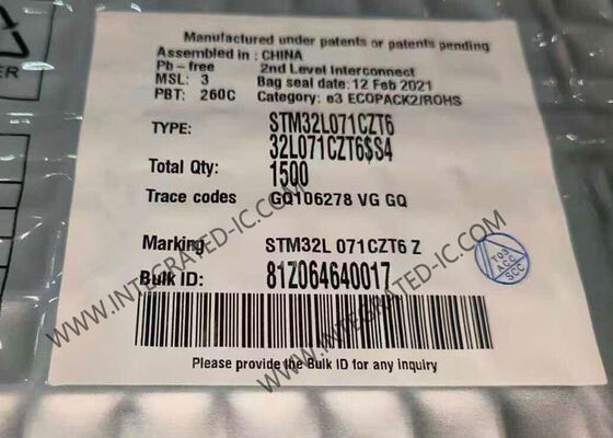 STM32L071CZT6 অতি-নিম্ন-শক্তি মাইক্রোকন্ট্রোলার MCU, যার মধ্যে Arm Cortex-M0+ কোর এবং 192 কিলোবাইট ফ্ল্যাশ মেমরি রয়েছে