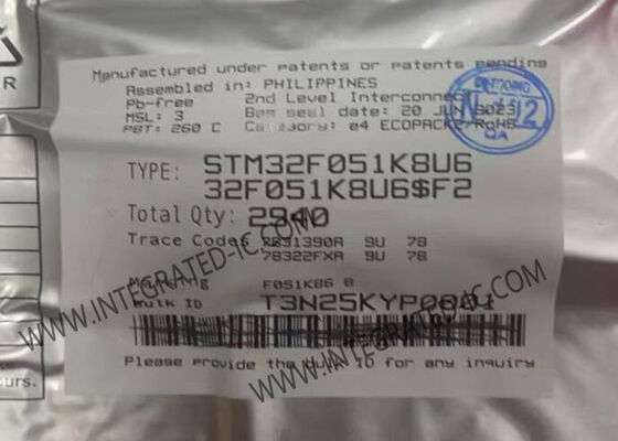 STM32F051K8U6 32-বিট মাইক্রোকন্ট্রোলার MCU, যা মূলধারার এম্বেডেড অ্যাপ্লিকেশনের জন্য 48 MHz CPU সহ