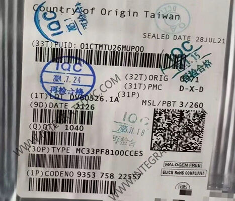 MC33PF8100CCES 12-চ্যানেল PMIC ইন্টিগ্রেটেড সার্কিট চিপ 2.5V ~ 5.5V সরবরাহের সাথে উচ্চ পারফরম্যান্স প্রসেসিং অ্যাপ্লিকেশনগুলির জন্য