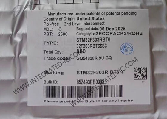 STM32F303RBT6 মাইক্রোকন্ট্রোলার এমসিইউ ৭২ মেগাহার্টজ ১২৮কেবি ফ্ল্যাশ এমবেডেড এমসিইউ LQFP-64