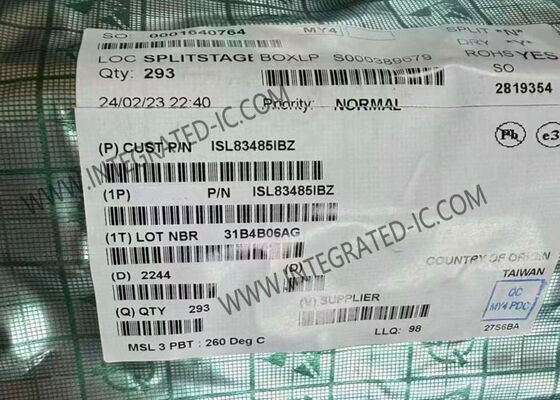 ISL83485IBZ ইন্টিগ্রেটেড সার্কিট চিপ 10Mbps হাফ ডুপ্লেক্স RS-485/RS-422 ট্রান্সসিভার SOIC-8