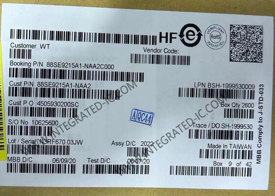 88SE9215A1-NAA2C000 ইন্টিগ্রেটেড সার্কিট চিপ ওয়ান-লেন PCIe 2.0 টু ফোর-পোর্ট 6Gbps SATA I/O কন্ট্রোলার