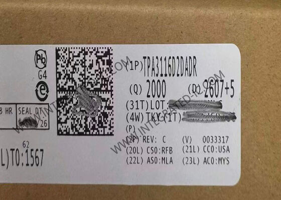TPA3116D2DADR ক্লাস-ডি অডিও এম্প্লিফায়ার আইসি চিপ 4.5V থেকে 26V পরিসীমা এবং 50W x 2 @ 4Ohm আউটপুট স্পিকারগার্ড TM বৈশিষ্ট্যযুক্ত