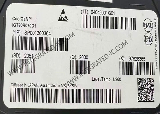 IGT60R070D1 GaN IC 600V পাওয়ার ট্রানজিস্টর 55 mΩ RDS ((on) এবং উচ্চ দক্ষতার জন্য অতি দ্রুত সুইচিং সহ