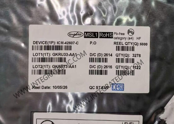 ICM-42607-C উচ্চ-কার্যকারিতা 6-অক্ষের এমইএমএস মোশন ট্র্যাকিং সেন্সর আইসি কম শক্তি খরচ এবং 16-বিট এডিসি রেজোলিউশন সহ