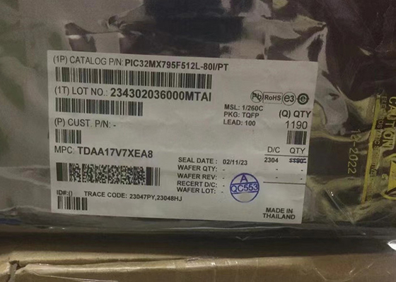 512KB ফ্ল্যাশ PIC32MX795F512L-80I/PT 32-বিট একক-কোর মাইক্রোকন্ট্রোলার - MCU 100-TQFP