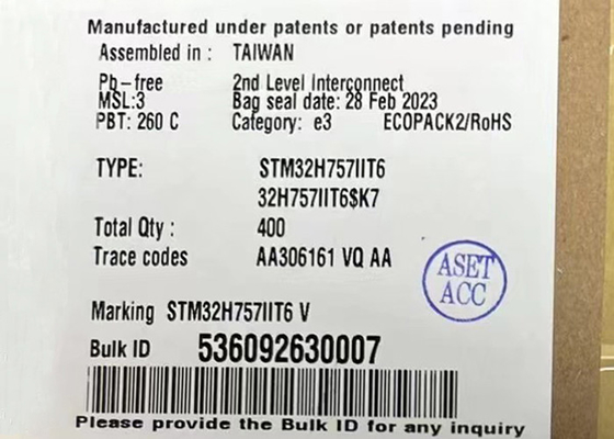 মাইক্রোকন্ট্রোলার MCU STM32H757IIT6 32Bit ডুয়াল কোর 240MHz এমবেডেড মাইক্রোকন্ট্রোলার