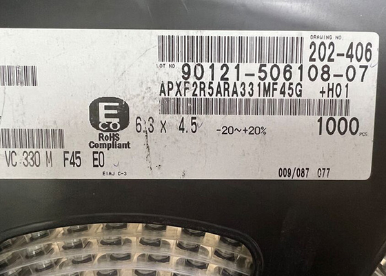 APXF2R5ARA331MF45G ইন্টিগ্রেটেড সার্কিট চিপ 330uF অ্যালুমিনিয়াম পলিমার ক্যাপাসিটর 12mOhm