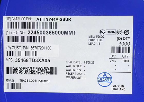 ATTINY44A-SSUR 8-বিট 20MHz 4KB ফ্ল্যাশ মাইক্রোকন্ট্রোলার IC 14-SOIC সারফেস মাউন্ট