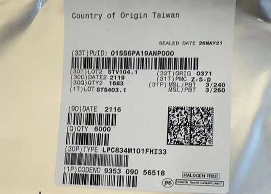 32-VFQFN LPC834M101FHI33 32-বিট একক-কোর 30MHz 32KB মাইক্রোকন্ট্রোলার IC