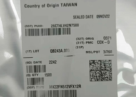 120MHz মাইক্রোকন্ট্রোলার MCU MK22FN512VFX12R 32 বিট সিঙ্গল কোর 88-QFN