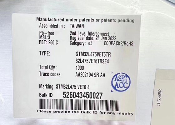 80MHz মাইক্রোকন্ট্রোলার MCU STM32L475VET6TR 32-বিট মাইক্রোকন্ট্রোলার IC 100-LQFP