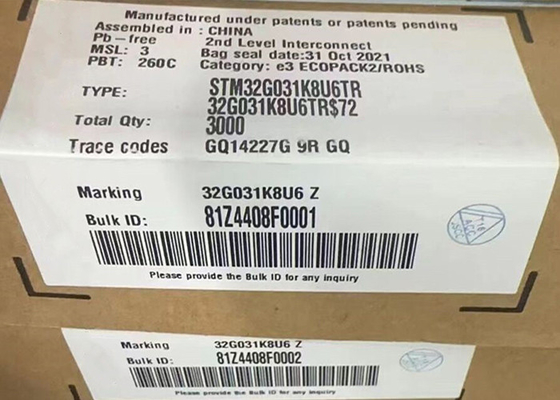 মাইক্রোকন্ট্রোলার MCU STM32G031K8U6TR 32-বিট সিঙ্গল-কোর মাইক্রোকন্ট্রোলার IC 32-UFQFN
