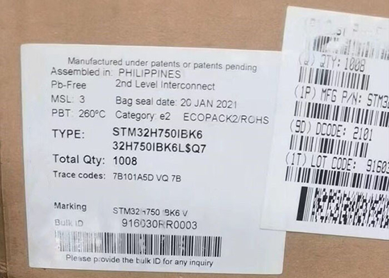 উচ্চ কর্মক্ষমতা MCU STM32H750IBK6 মাইক্রোকন্ট্রোলার IC 201UFBGA 32Bit একক কোর