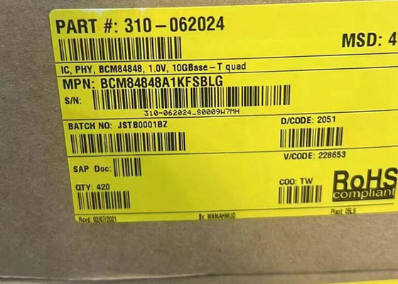 ইথারনেট আইসি BCM84848A1KFSBLG চার-পোর্ট 10GBASE-T ট্রান্সসিভার আইসি বিজিএ প্যাকেজ