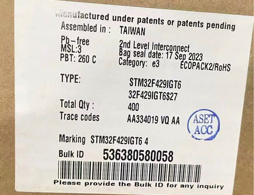 STM32F429IGT6 180MHz একক কোর 1MB ফ্ল্যাশ মাইক্রোকন্ট্রোলার আইসি LQFP176