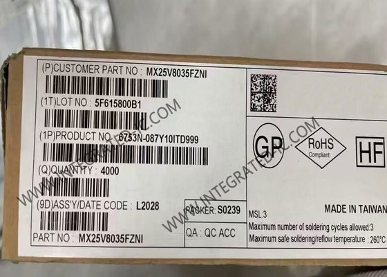 MX25V8035FZNI মেমরি আইসি চিপ 2.3V থেকে 3.6V 8 এমবিট NOR ফ্ল্যাশ মেমরি WSON-8