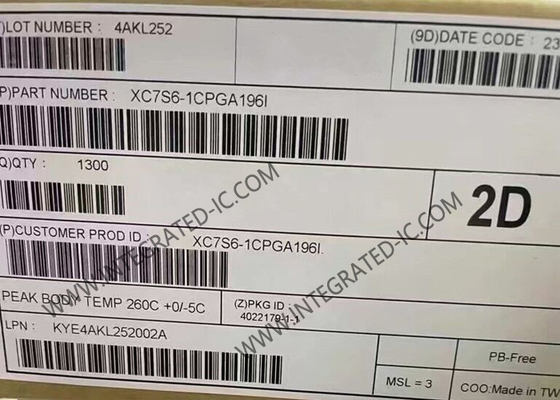 ফিল্ড প্রোগ্রামযোগ্য গেট অ্যারে XC7S6-1CPGA196I 100 I/O স্পার্টান-7 এমবেডেড ফিল্ড প্রোগ্রামযোগ্য গেট অ্যারে IC 196-TFBGA