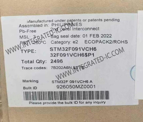 STM32F091VCH6 মাইক্রোকন্ট্রোলার MCU 32-বিট মেইনস্ট্রিম ARM কর্টেক্স-এম0 অ্যাক্সেস লাইন MCU