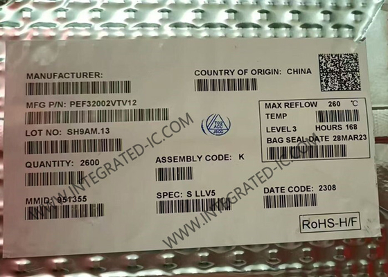 PEF32002VTV12 ইন্টিগ্রেটেড সার্কিট চিপ 144V ডুয়াল চ্যানেল CODEC/SLIC VQFN-68