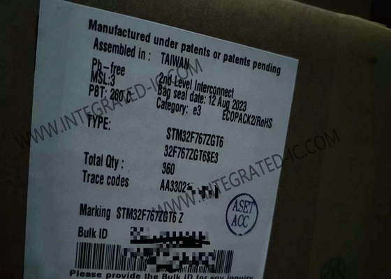 1MB ইন্টিগ্রেটেড সার্কিট চিপ STM32F767ZGT6 32BIT একক কোর মাইক্রোকন্ট্রোলার আইসি