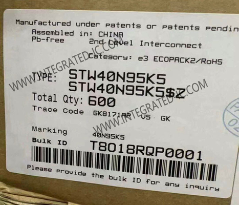 STW40N95K5 ইন্টিগ্রেটেড সার্কিট চিপ 950V MDmeshTM K5 এন-চ্যানেল পাওয়ার MOSFET ট্রানজিস্টর