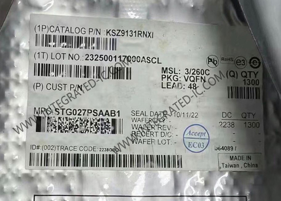IC চিপ KSZ9131RNXI গিগাবিট ইথারনেট ট্রান্সসিভার 48-QFN প্যাকেজ সারফেস মাউন্ট